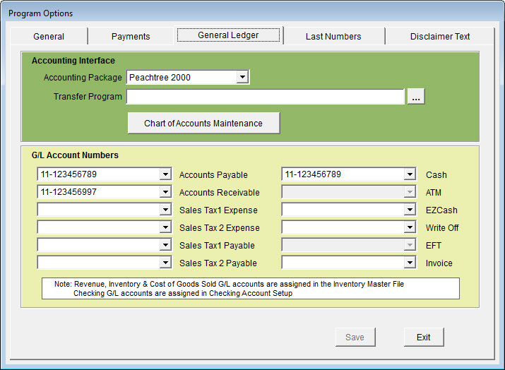 Chart Of Accounts Master File