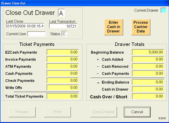 Drawer Close Out
