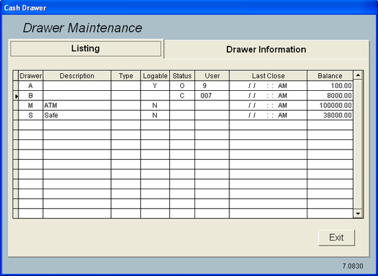 Drawer Listing