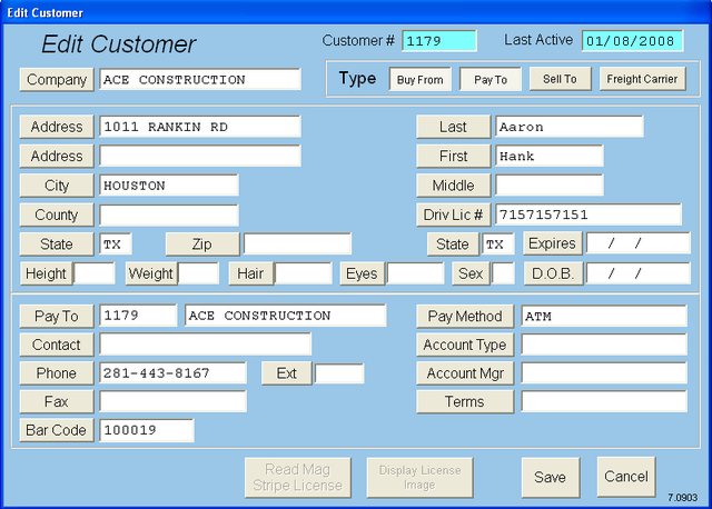 Edit Customer