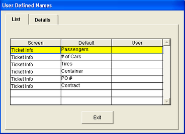 Name Maintenance (list)